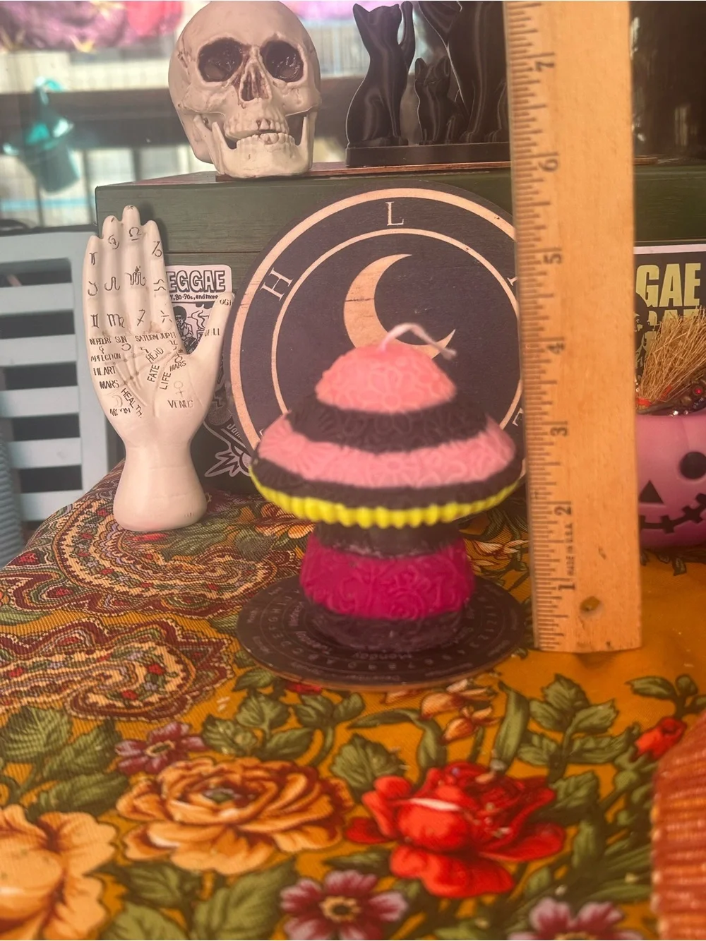 Pink & Black Mushroom Candle